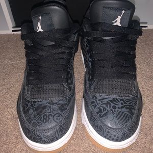 Black jordan 4s (laser gum)
